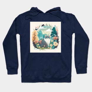 Cute Grey Cat Exploring Nature Hoodie